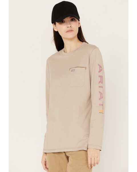 Ariat Women's Rebar Long Sleeve Work Shirt, Pink, hi-res