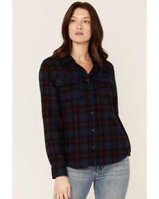 United By Blue Women's Midnight Navy Plaid Responsible Button-Down Western Flannel Shirt , Navy, hi-res
