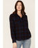 Image #1 - United By Blue Women's Plaid Print Responsible Button Down Western Flannel Shirt , Navy, hi-res