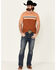 HOOey Men's Orange Chest Stripe Maverick Short Sleeve Polo Shirt  , Orange, hi-res