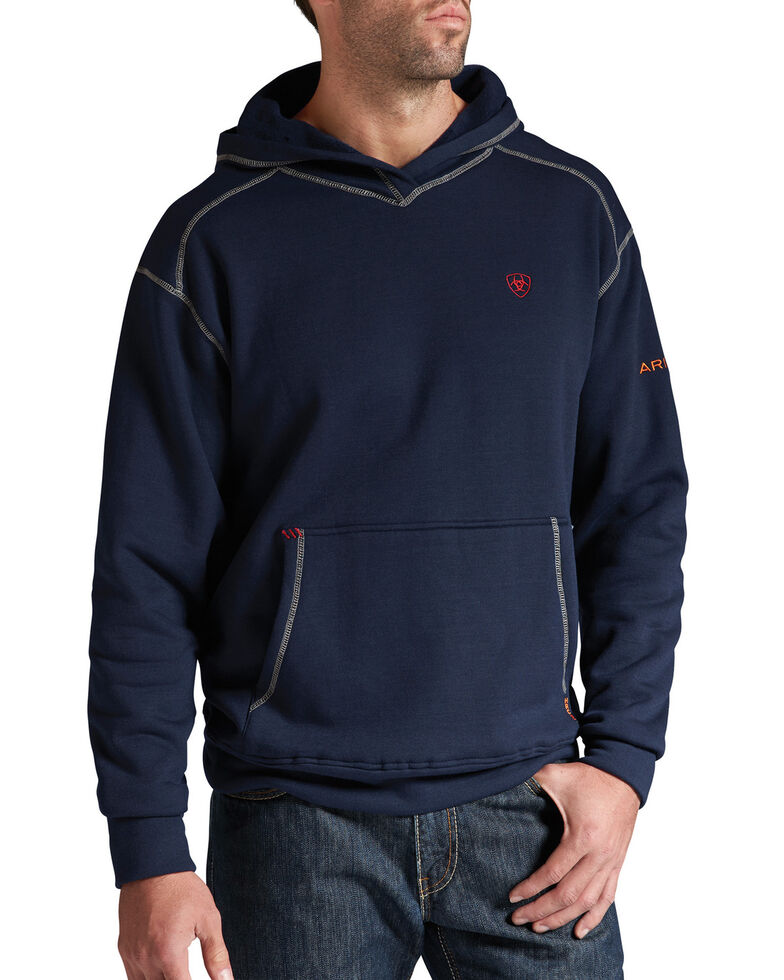 Ariat Men's Flame-Resistant Navy Polartec Hooded Work Sweatshirt , Navy, hi-res