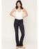 Image #1 - Haddad Women's Deep Ocean Dark Wash Venice Bootcut Stretch Denim Jeans, Dark Wash, hi-res
