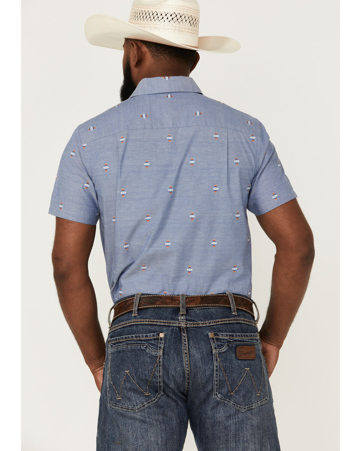 Image #4 - Pendleton Men's Carson Chambray Dobby Short Sleeve Button Down Western Shirt, Blue, hi-res