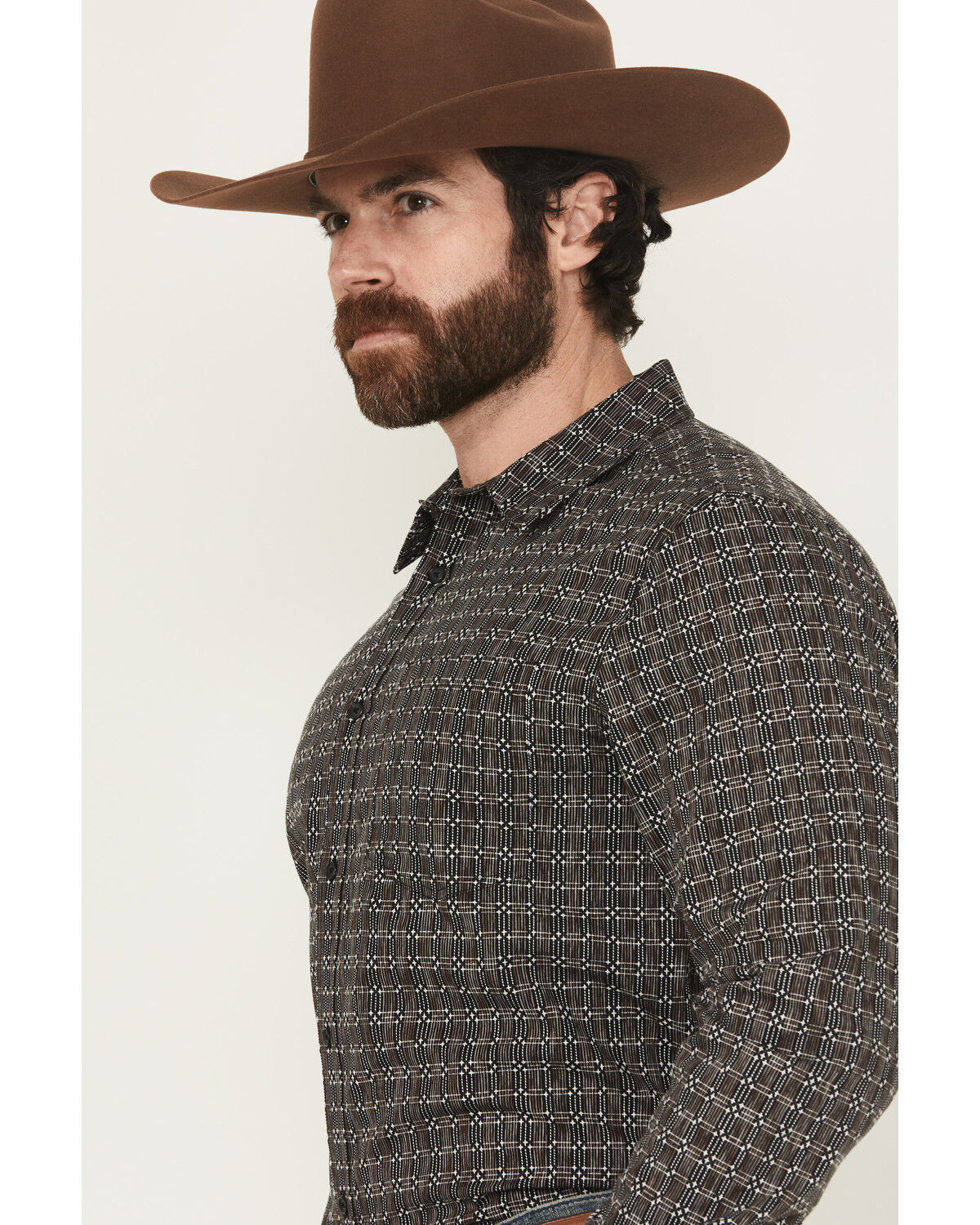 Image #2 - Gibson Trading Co Men's Bug Out Plaid Print Long Sleeve Button-Down Stretch Western Shirt - Big, Black, hi-res