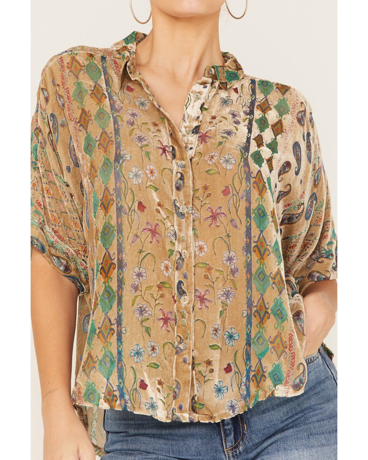 Image #3 - Johnny Was Women's Sugar Burnout Paisley Print Lynn Shirt, Multi, hi-res