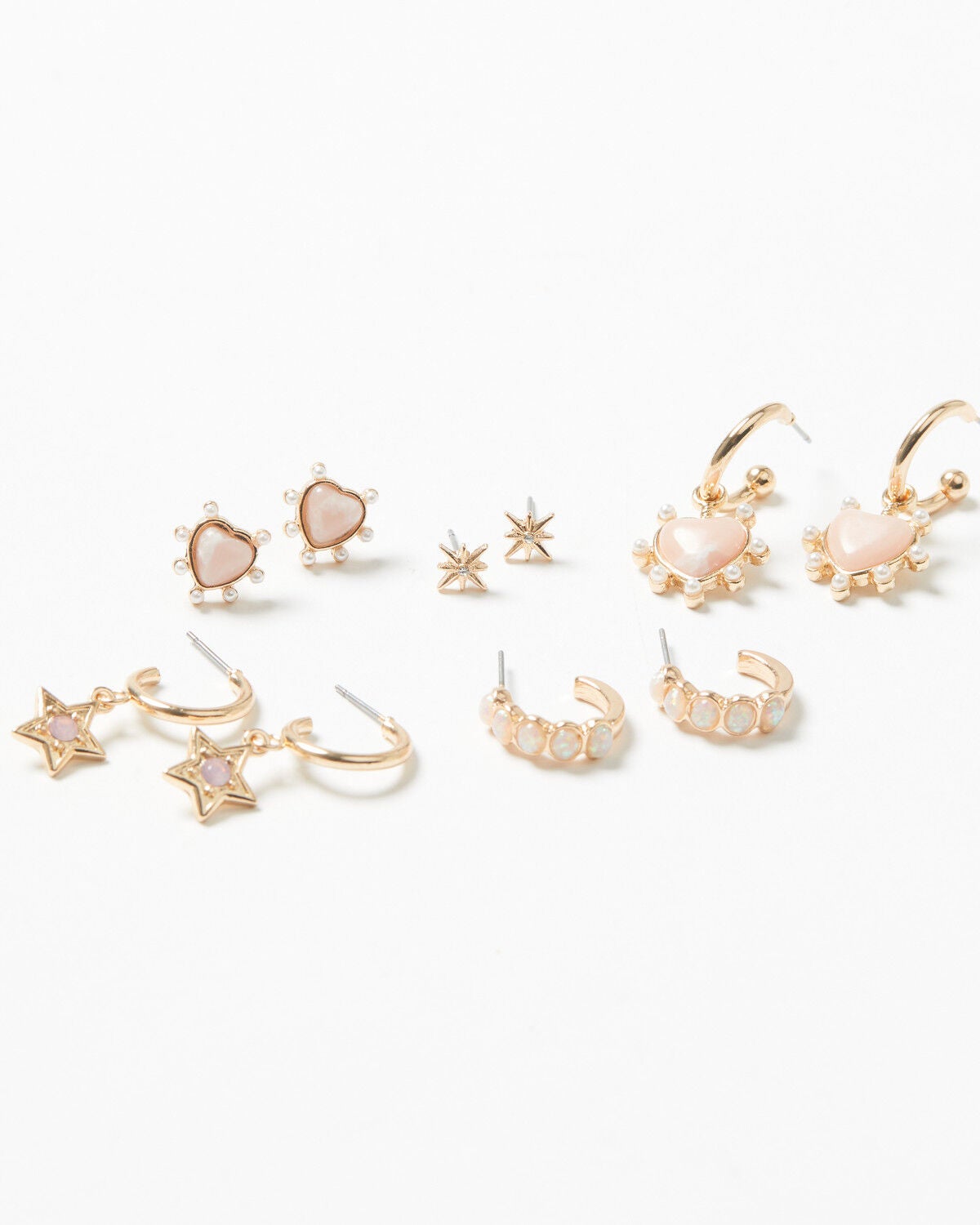 Image #1 - Shyanne Women's Puffy Heart Earring Set - 5 Piece, Gold, hi-res