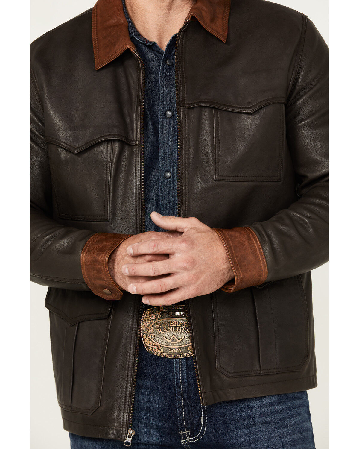 Image #3 - Scully Men's Leather Fringe Jacket, Chocolate, hi-res