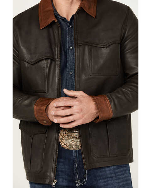 Image #3 - Scully Men's Leather Fringe Jacket , Chocolate, hi-res