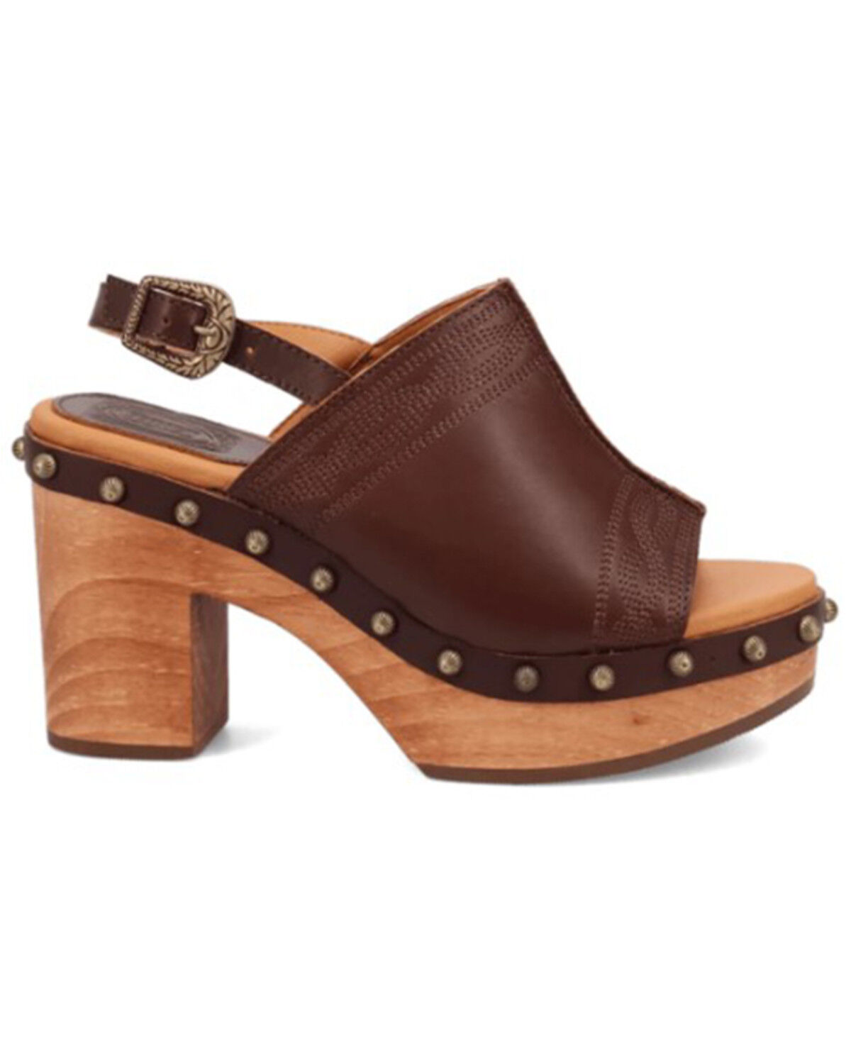 Image #2 - Dingo Women's Clover Wooden Sandals, Brown, hi-res
