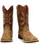 Double Barrel Boys' Clay Western Boots - Square Toe , Medium Brown, hi-res