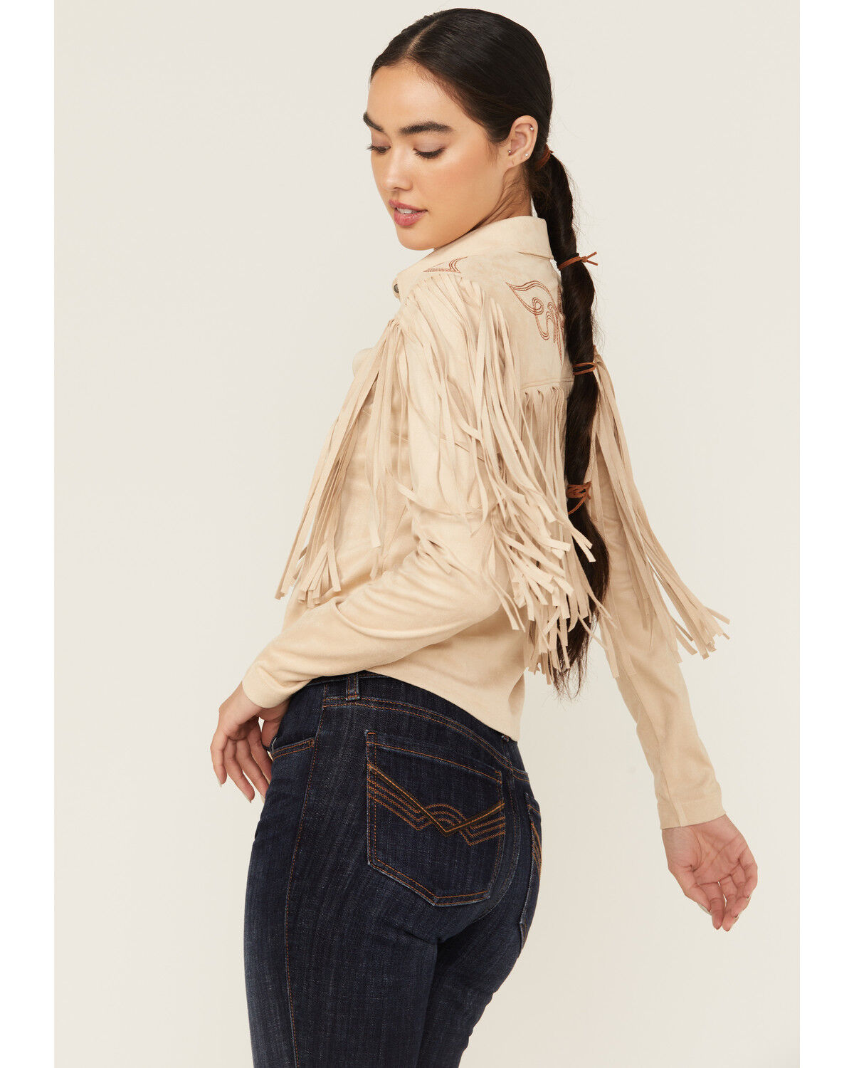 Image #2 - Idyllwind Women's Fringe Embroidered Long Sleeve Button-Down Western Shirt, Stone, hi-res