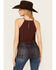 Image #4 - Shyanne Women's Embroidered Fringe Hem Crinkle Top, Dark Brown, hi-res