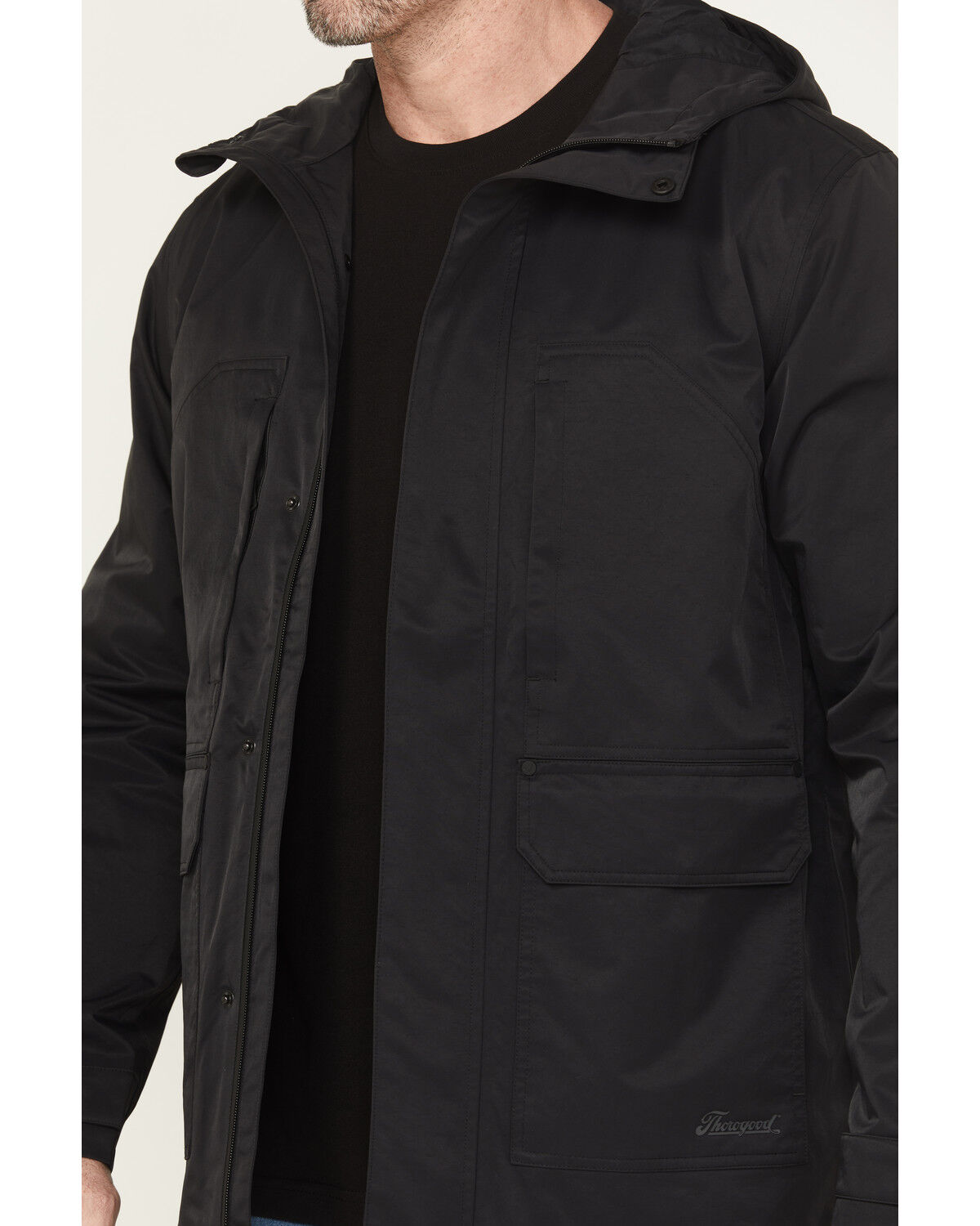 Image #3 - Thorogood Men's Waterproof Hooded Rain Jacket, Black, hi-res