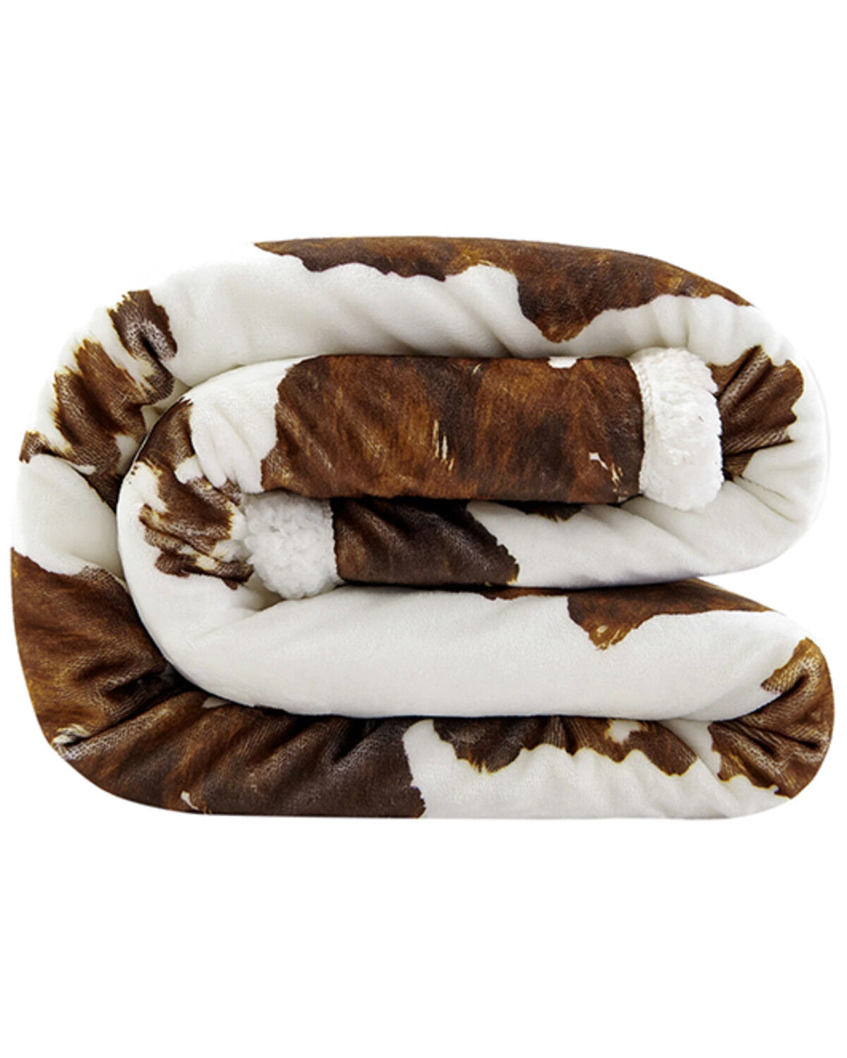 Image #3 - HiEnd Accents Elsa Cowhide Campfire Sherpa Throw, Brown, hi-res