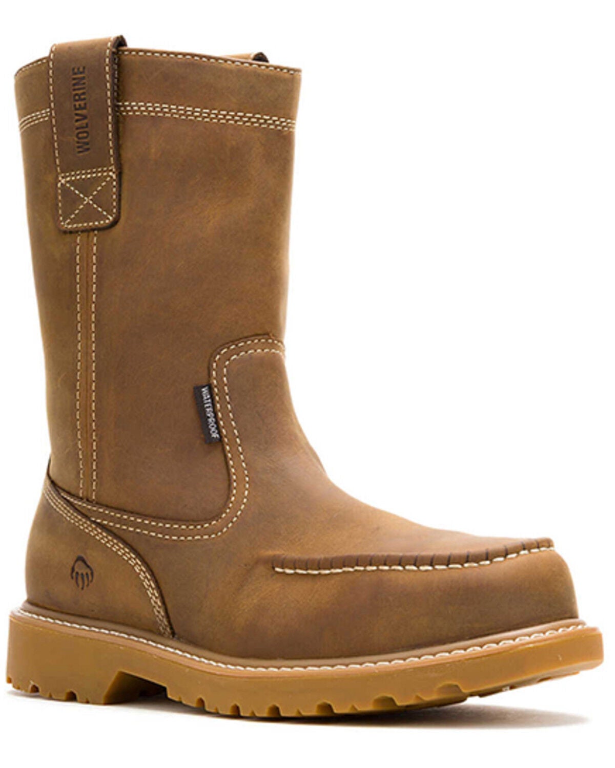 Wolverine Men's Floorhand Moc Wellington Work Boots - Steel Toe, Wheat, hi-res