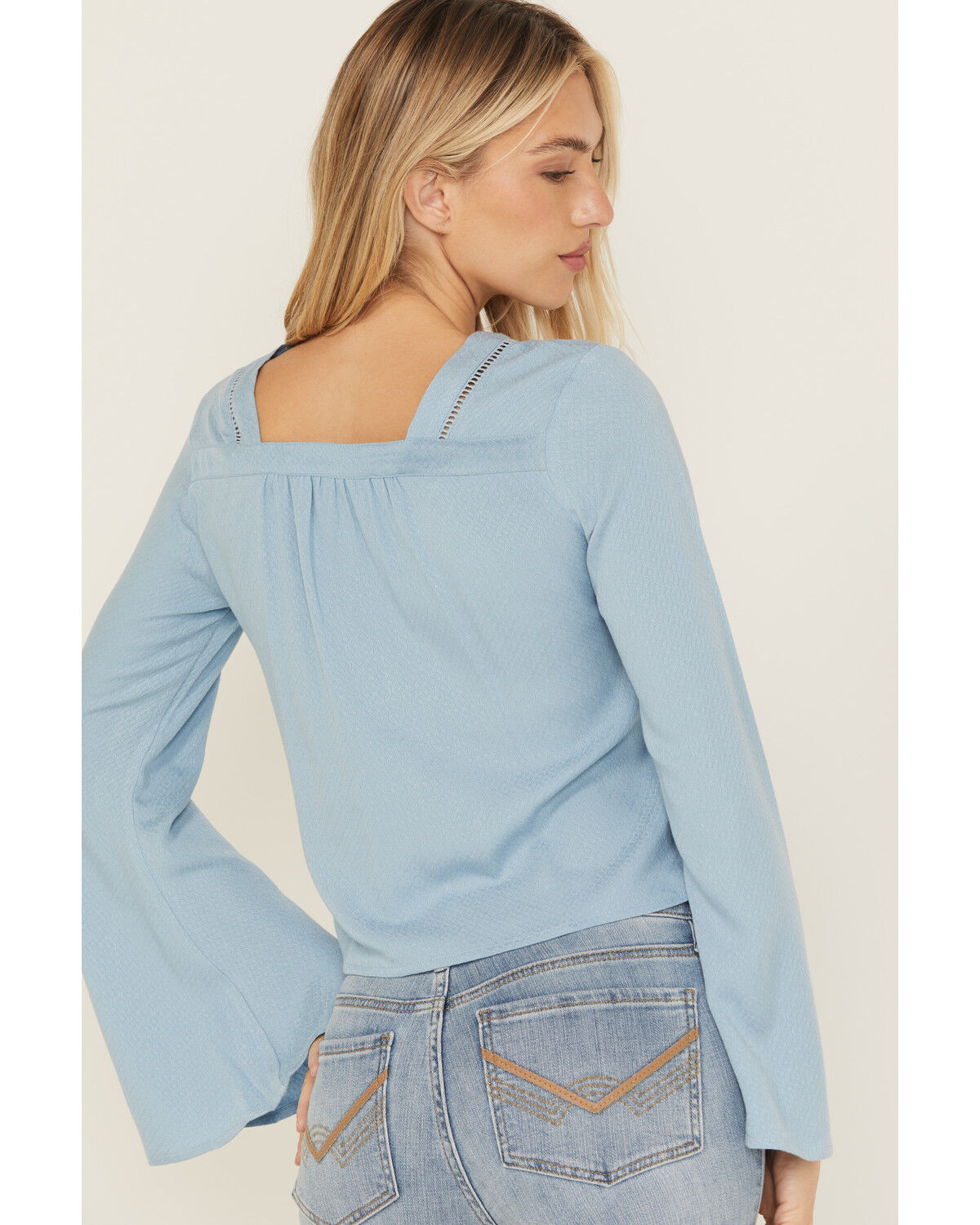 Image #4 - Idyllwind Women's Cedar Lace-Up Top, Light Blue, hi-res