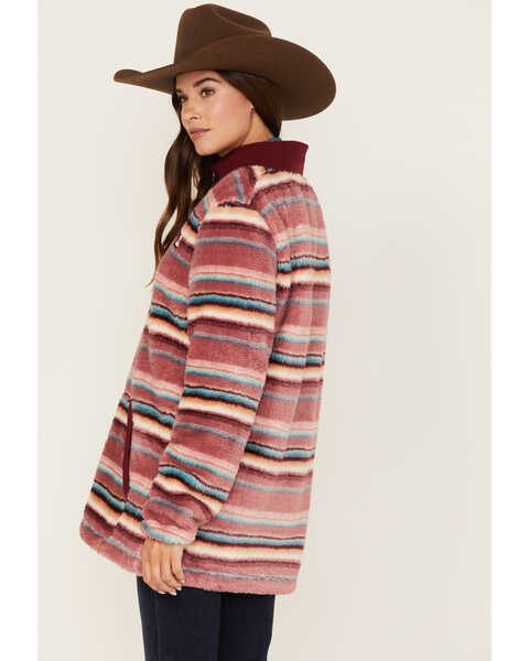 Image #4 - Hooey Women's Serape Stripe Print Quarter Zip Fleece Pullover, Pink, hi-res