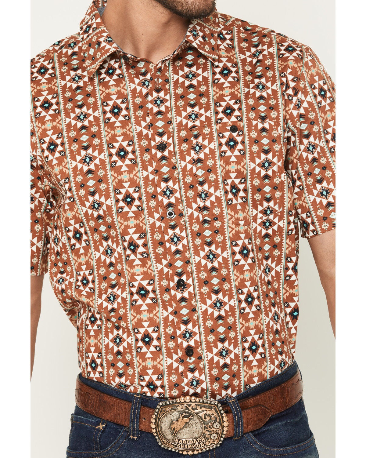 Image #3 - RANK 45&reg; Men's Thunderhead Southwestern Short Sleeve Button-Down Stretch Western Shirt, Multi, hi-res