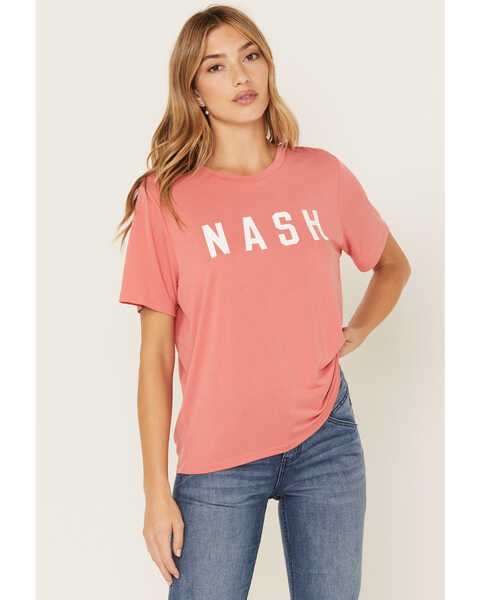 The NASH Collection Women's Logo Short Sleeve Graphic Tee, Red, hi-res