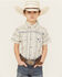 Image #1 - Cowboy Hardware Boys' Stripe Southwestern Print Short Sleeve Snap Stretch Western Shirt, Cream, hi-res