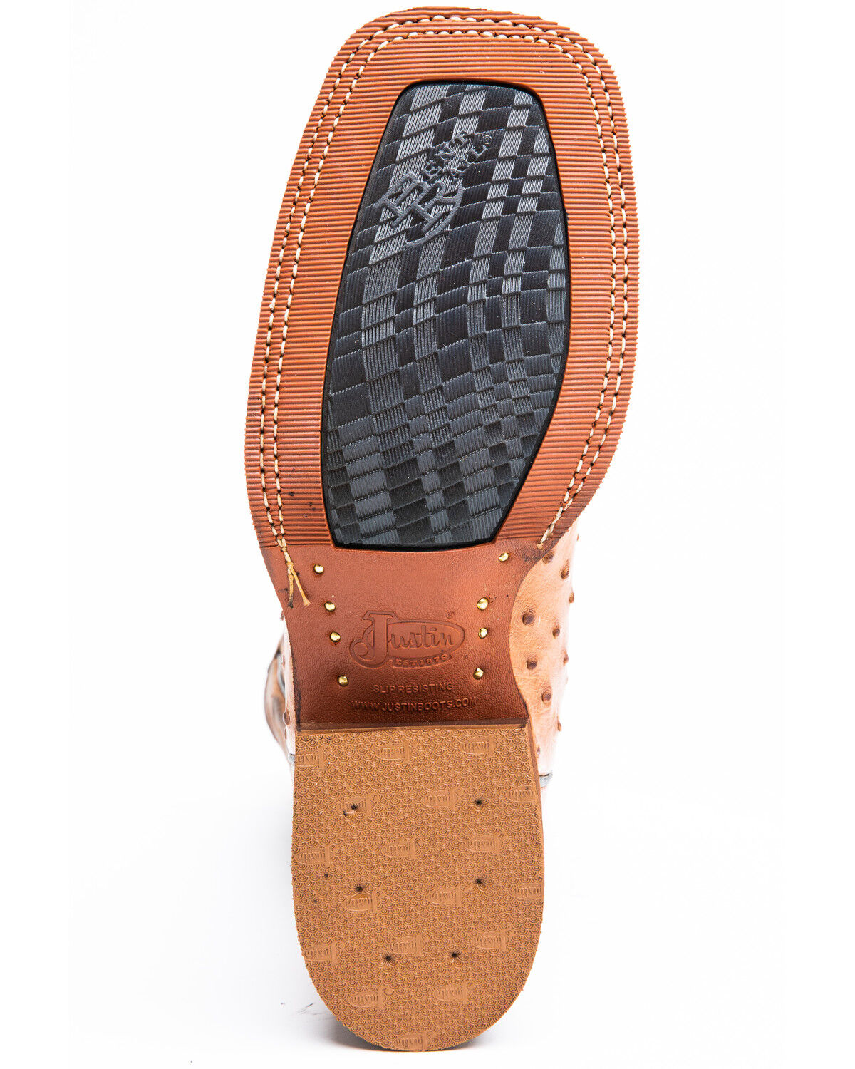 justin cognac ostrich boots