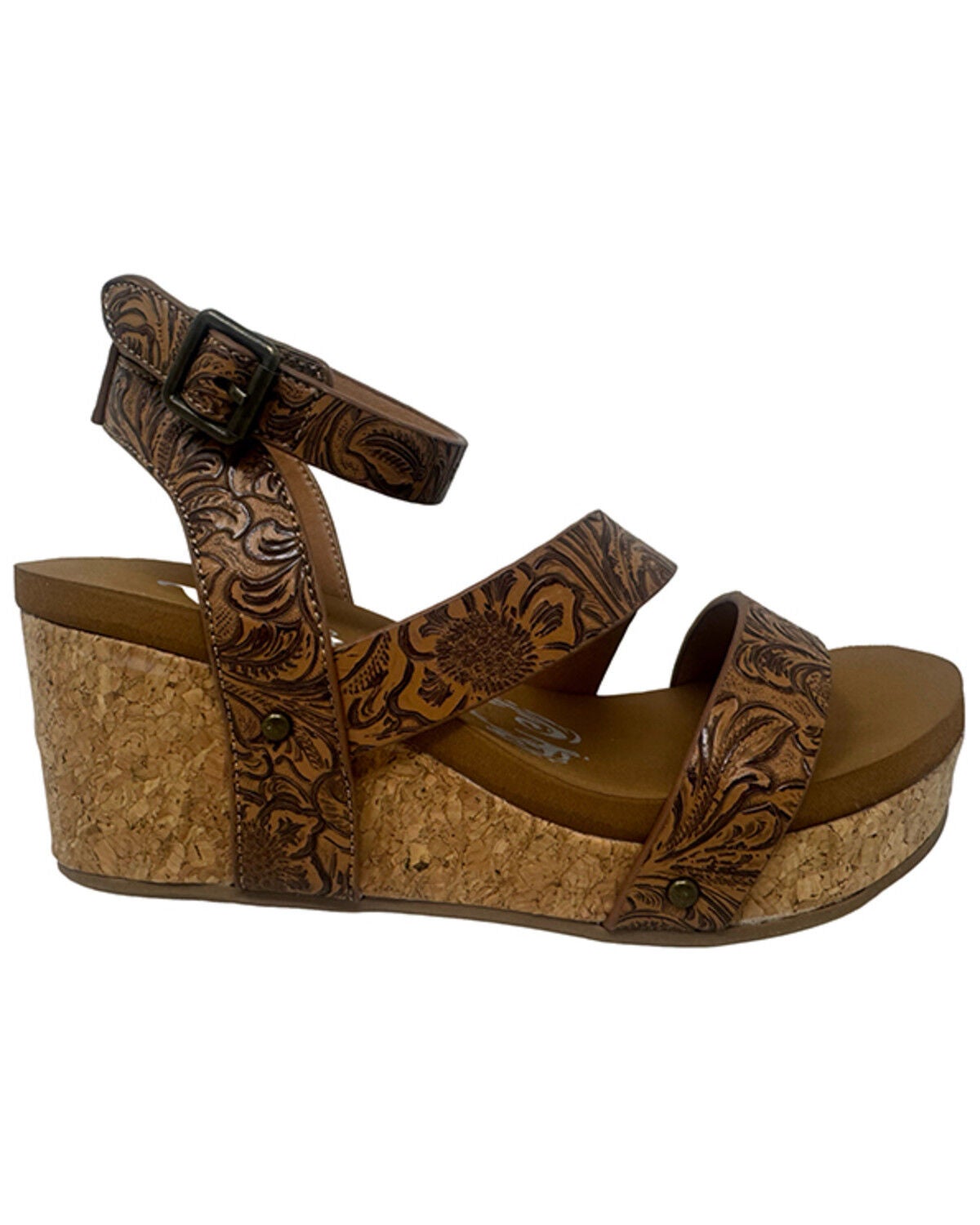 Image #2 - Very G Women's Kiara Tooled Platform Sandals, Chocolate, hi-res