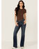 Image #3 - Rock & Roll Denim Women's Dark Wash Mid Rise Geo Pocket Bootcut Stretch Denim Jeans, Dark Wash, hi-res