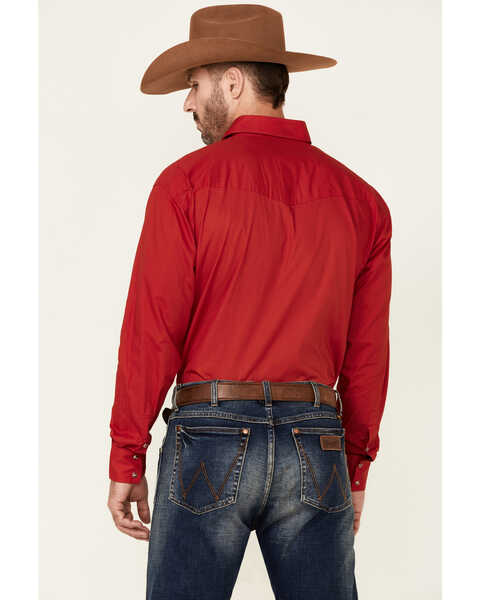 Roper Men's Amarillo Collection Solid Long Sleeve Western Shirt, Red, hi-res