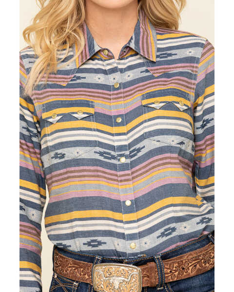 Image #4 - Ariat Women's R.E.A.L. Sunset Beauty Long Sleeve Western Shirt, Blue, hi-res