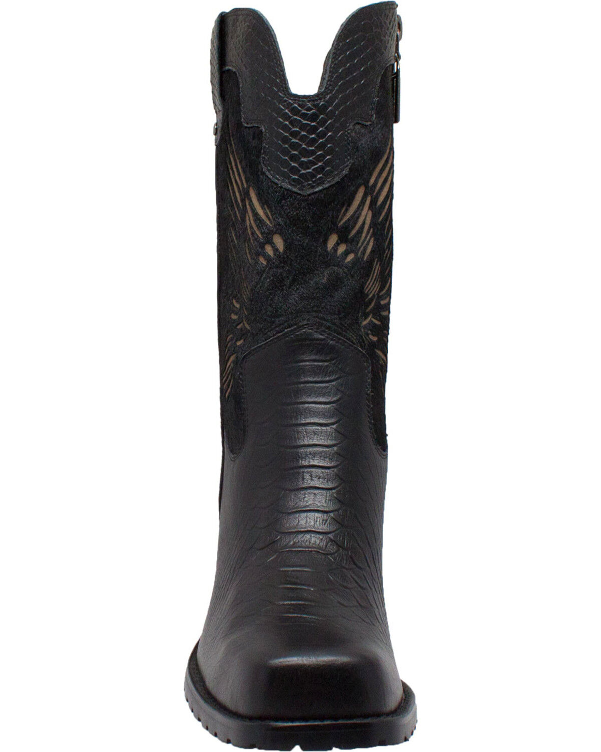 Image #3 - AdTec Women's 11" Laser Eagle Biker Boots, Black, hi-res