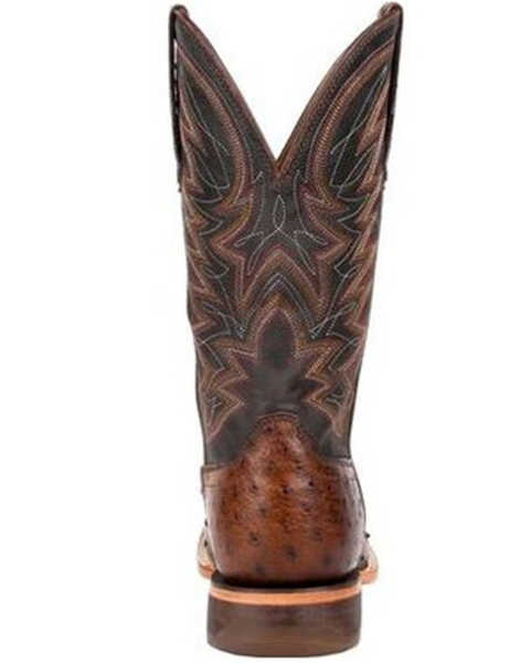 Durango Men's Brown Exotic Full-Quill Ostrich Western Boots - Square Toe, Dark Brown, hi-res
