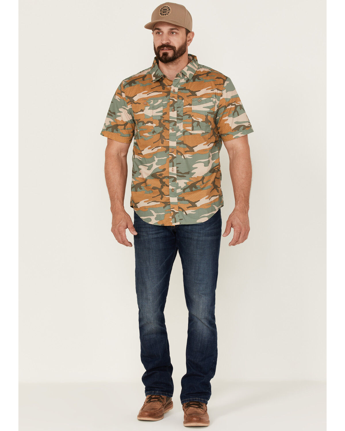 Image #2 - Brixton Men's Charter Camo Print Utility Button Down Western Shirt, Camouflage, hi-res