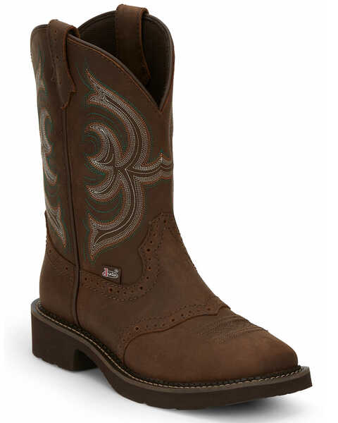 Image #1 - Justin Women's Inji Western Boots - Broad Square Toe, Distressed Brown, hi-res