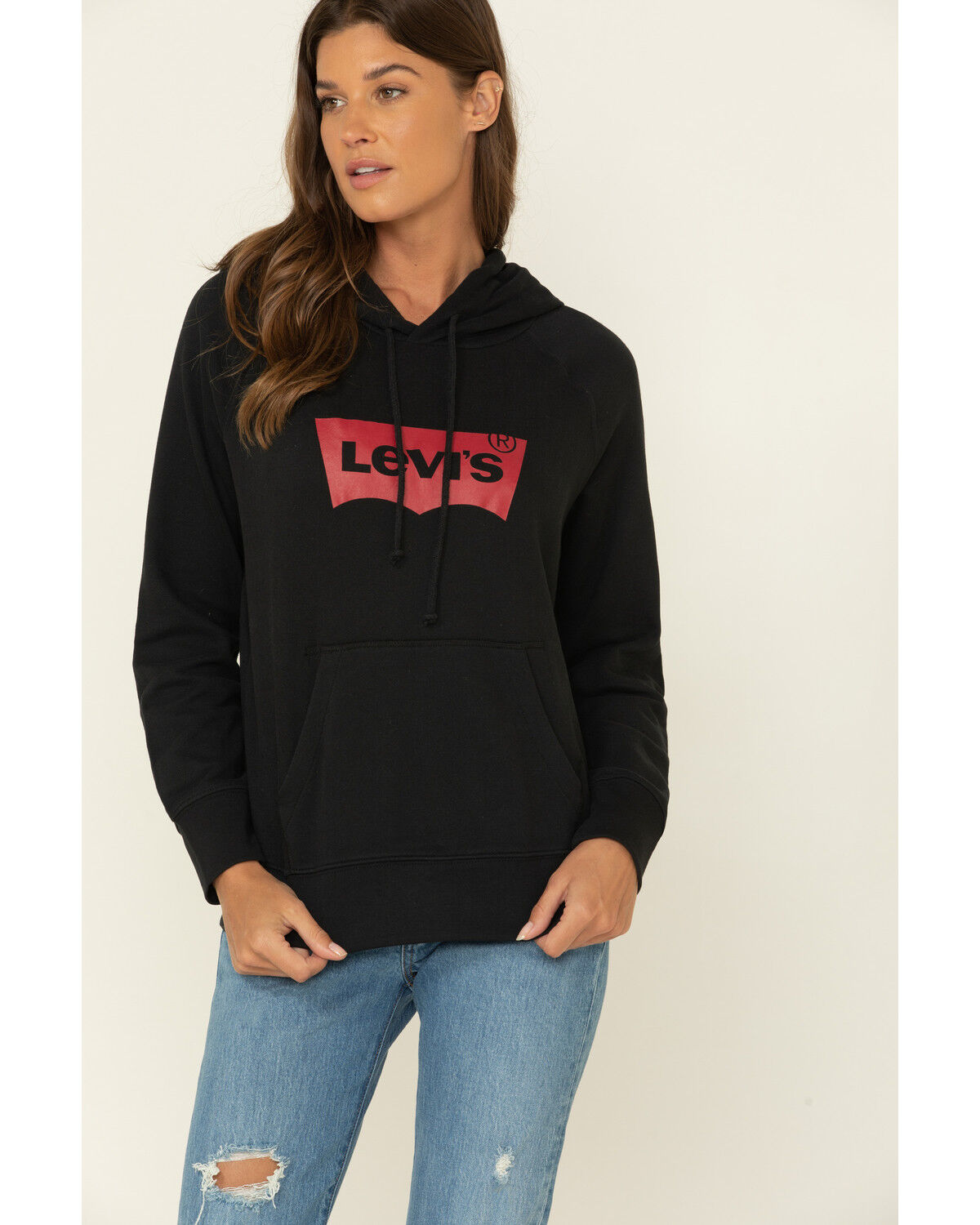 levis hoodie black red