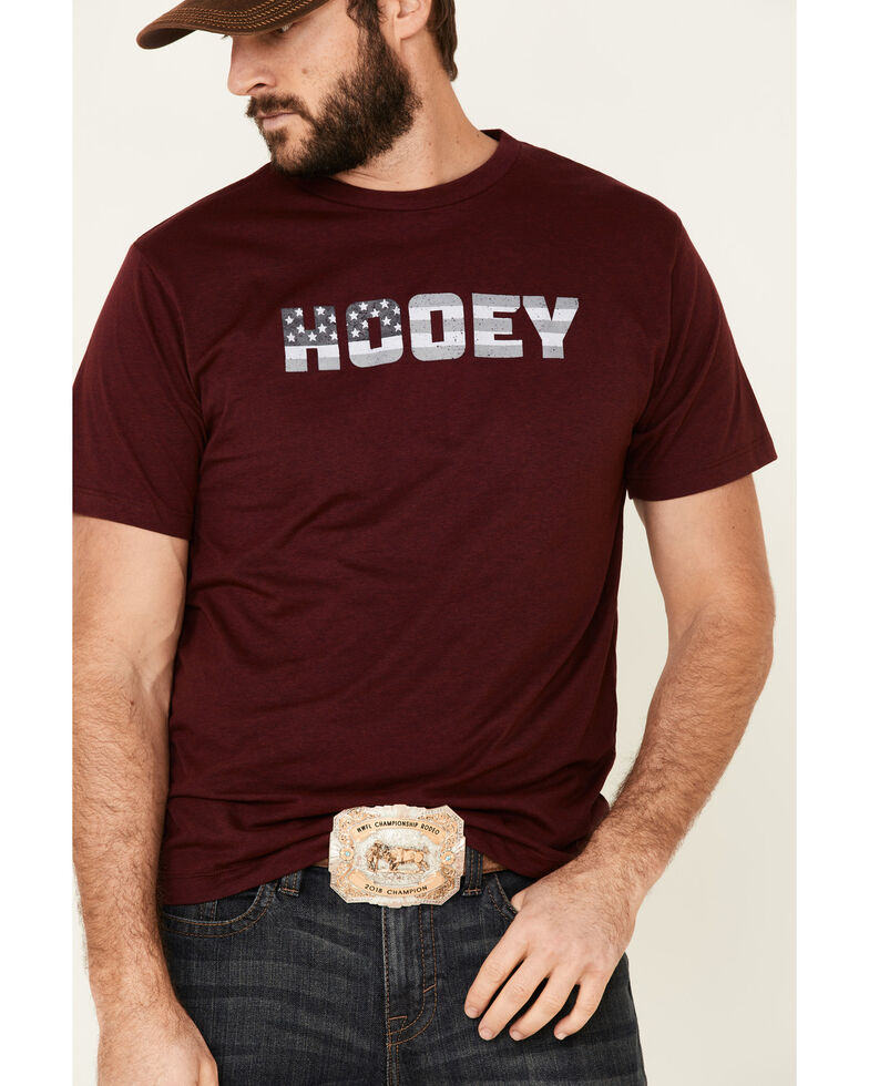 HOOey Men's Burgundy Flag Logo Graphic T-Shirt , Burgundy, hi-res