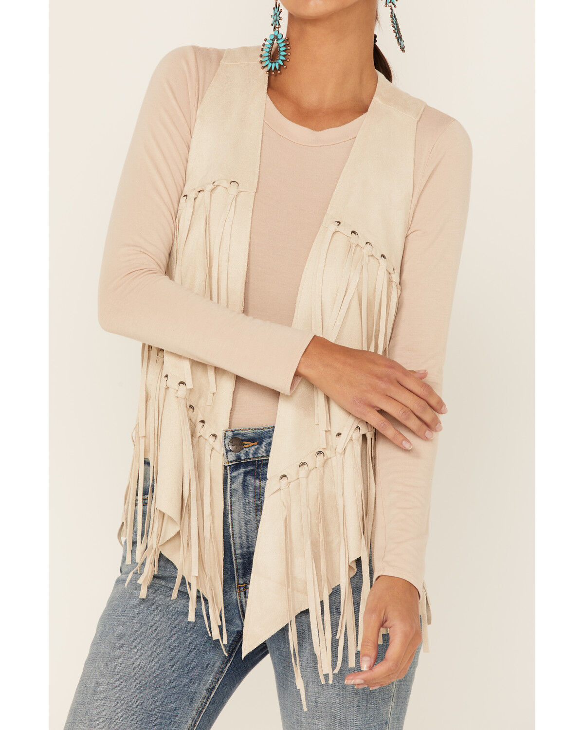 Image #2 - Vocal Women's Faux Suede Fringe Vest, , hi-res