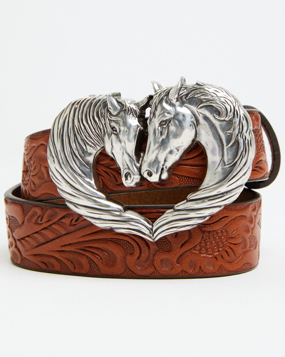Justin Girls' Spirit Heart Horse Western Belt, Tan, hi-res