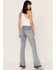 Image #3 - Rock & Roll Denim Women's Light Wash High Rise Flare Jeans, Light Wash, hi-res