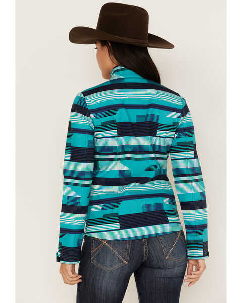 RANK 45 Women's Abstract Striped Softshell Jacket, Turquoise, hi-res