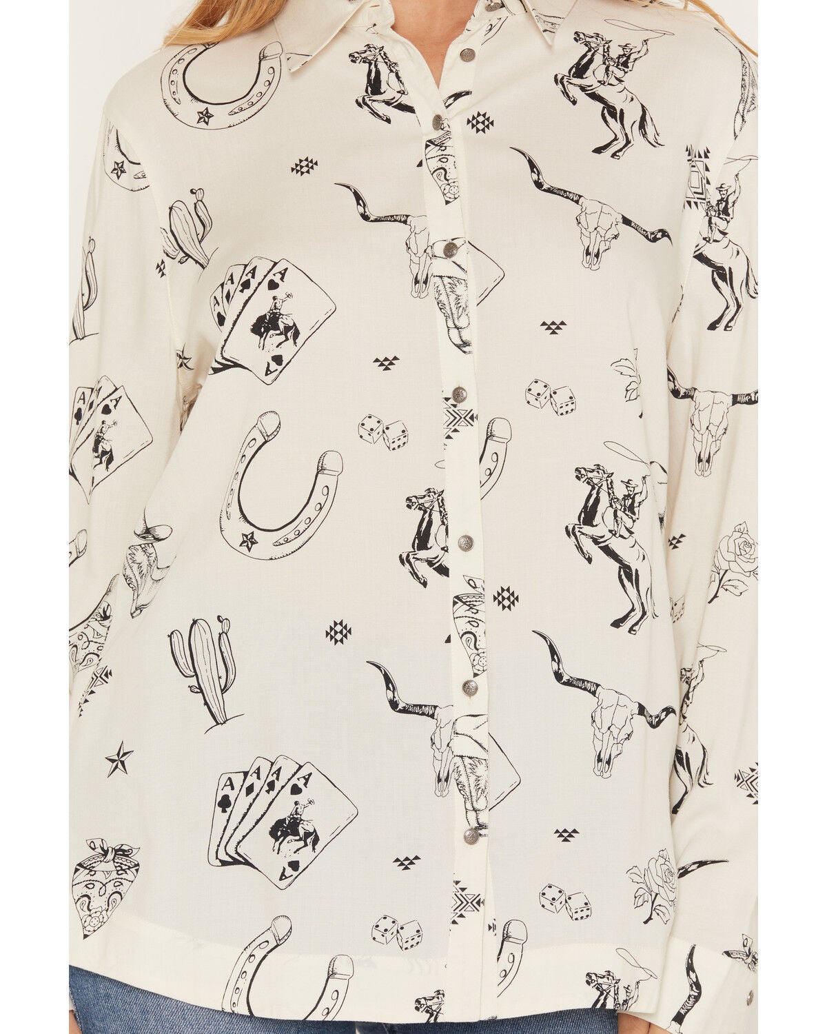 Image #3 - Idyllwind Women's Sheila Long Sleeve Button-Down Western Shirt, Cream, hi-res