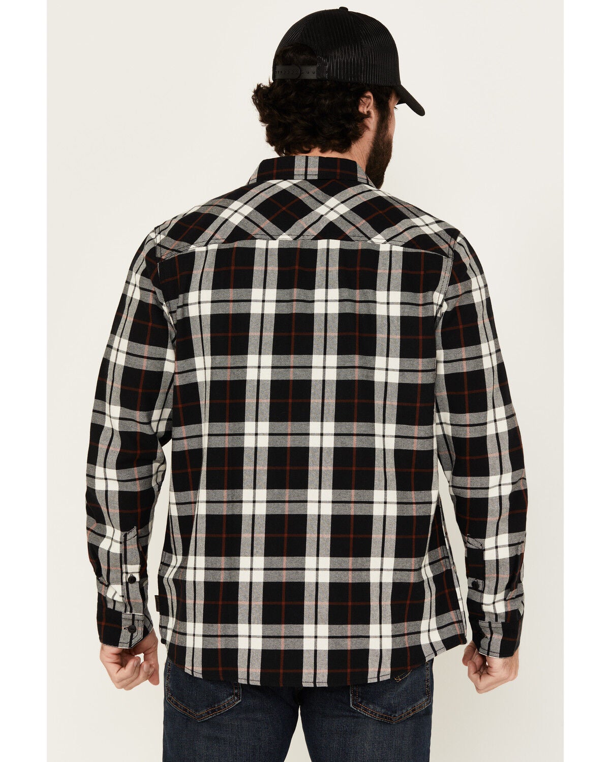 Image #4 - Brothers and Sons Men's Newton Plaid Print Long Sleeve Button-Down Western Shirt, Black, hi-res