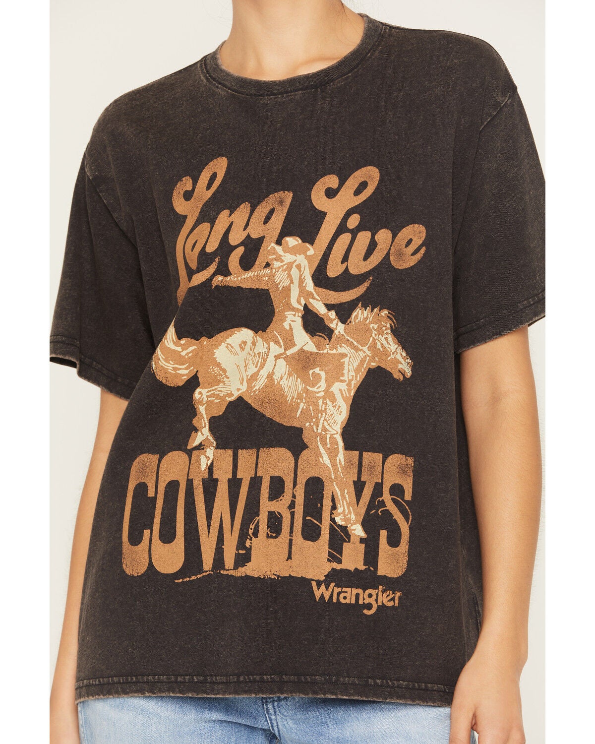 Image #3 - Wrangler Retro Women's Long Live Cowboys Short Sleeve Graphic Tee, Black, hi-res
