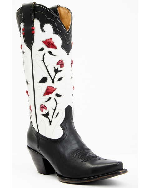 Idyllwind Women's Rosey Black Western Boots - Snip Toe, Black/white, hi-res
