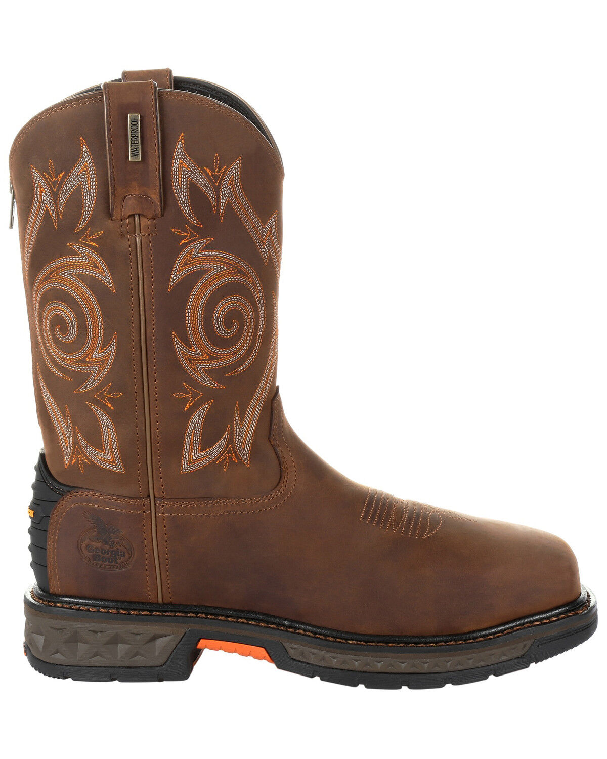 Image #2 - Georgia Boot Men's Carbo-Tec LT Waterproof Western Work Boots - Steel Toe, Brown, hi-res