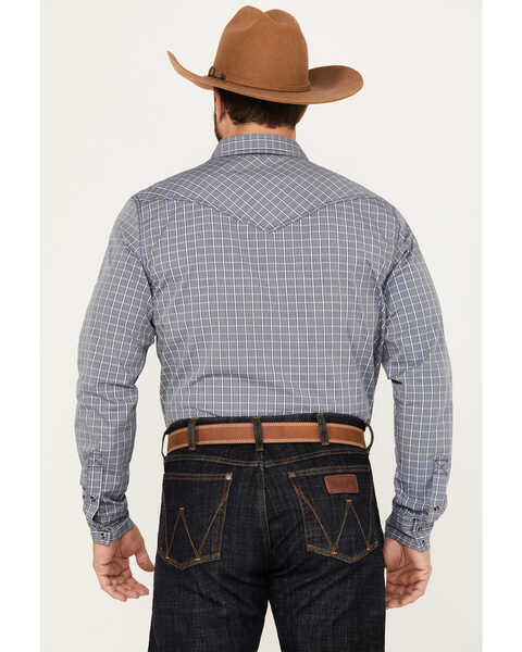 Image #4 - Cody James Men's Trainer Plaid Print Long Sleeve Western Snap Shirt, Navy, hi-res