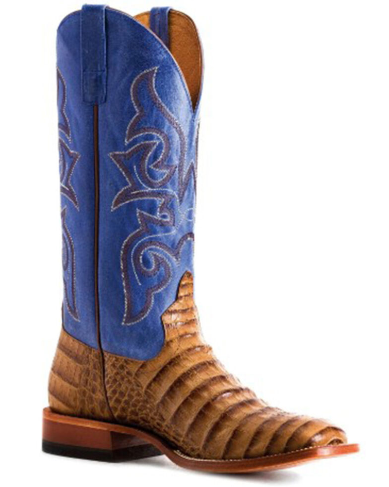 Horse Power Men's Toasted Caiman Print Western Boots - Square Toe, Tan, hi-res