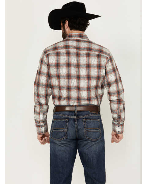 Image #4 - Wrangler Retro Men's Plaid Leaf Print Long Sleeve Button-Down Western Shirt - Tall , Multi, hi-res