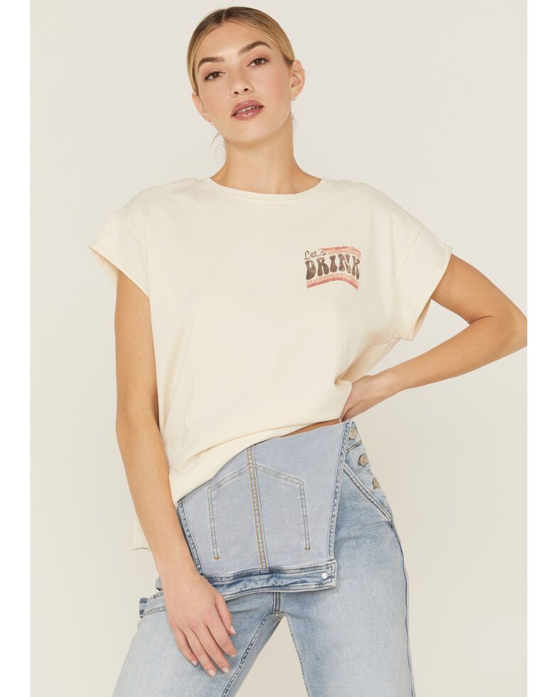 Cleo + Wolf Women's Let's Drink About It Graphic Tee, Taupe, hi-res