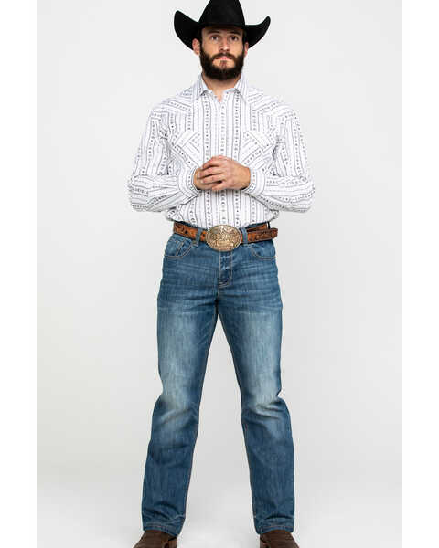 Image #6 - Rough Stock by Panhandle Men's Kaibab Southwestern Print Long Sleeve Western Shirt , White, hi-res