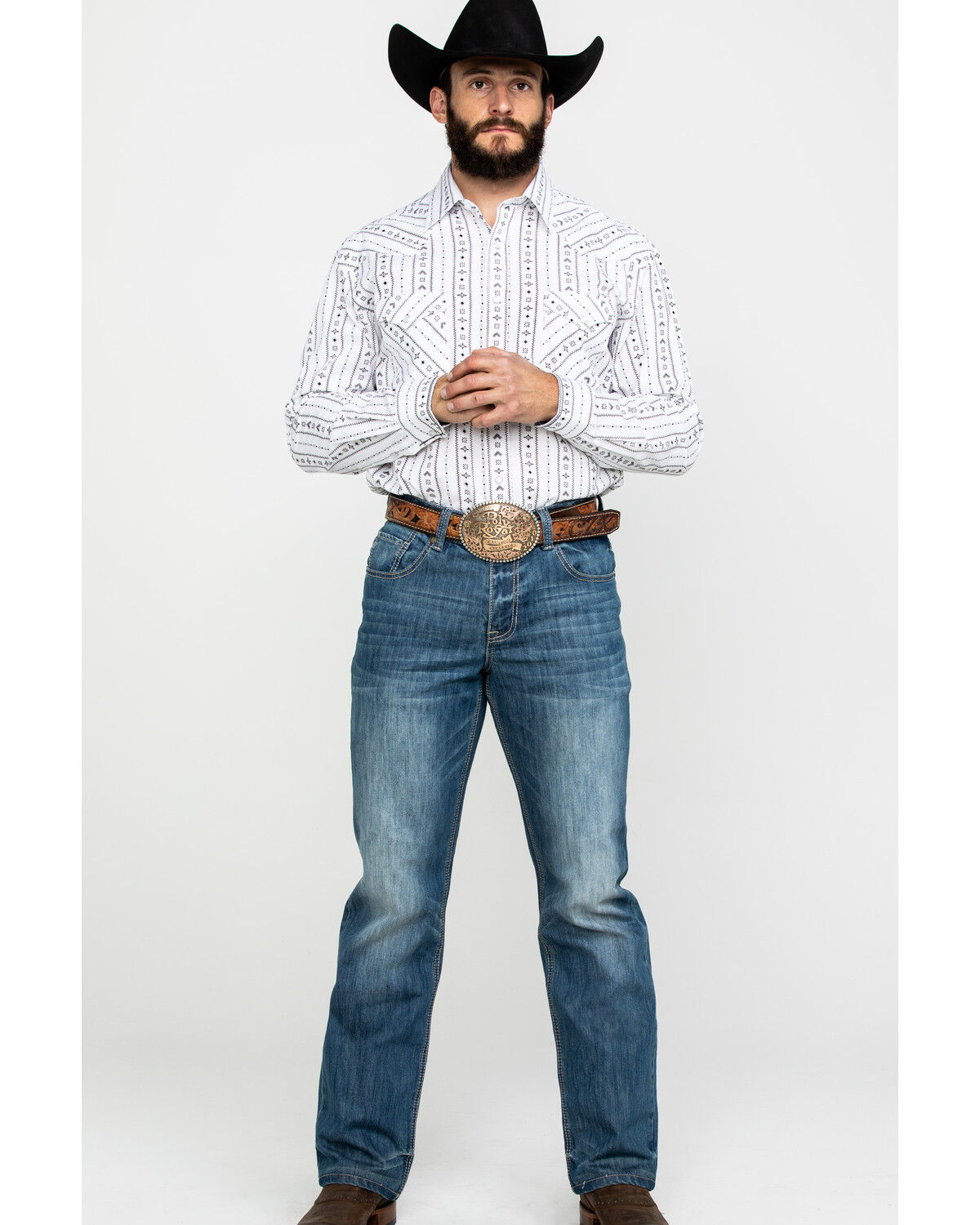 Image #6 - Rough Stock by Panhandle Men's Kaibab Southwestern Print Long Sleeve Western Shirt, White, hi-res